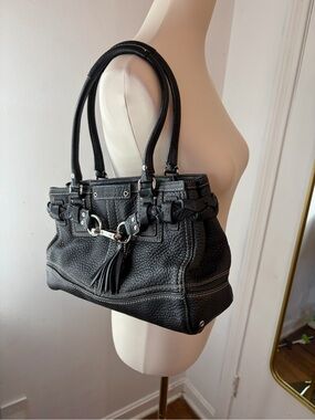 Vintage Y2K Coach Hampton Black Leather Shoulder Handbag
